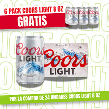 Cargar imagen en el visor de la galería, Cerveza Coors Light Mini Lata (8oz) 0.2L + 6 pack Gratis
