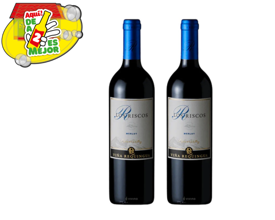 2 Vinos Tinto Los Riscos Merlot 0.7L