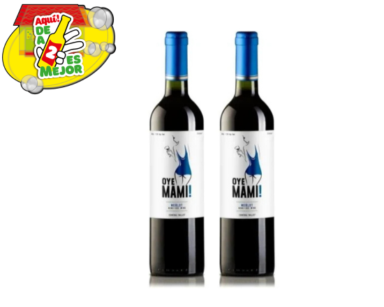 2 Vino Tinto Oye Mami Merlot 0.7L