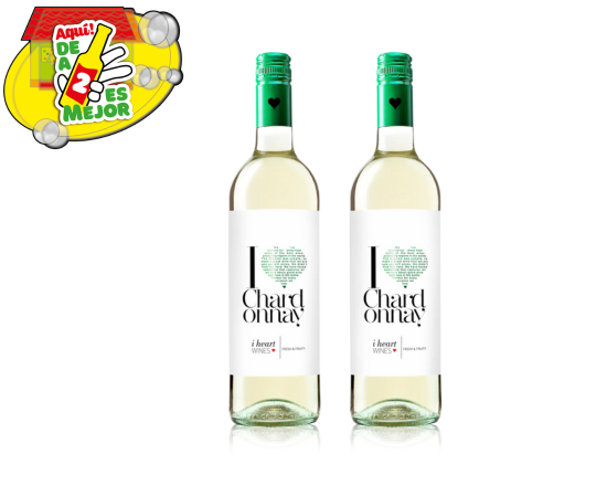 2 Vino Blanco I Heart Chardonnay 0.7L