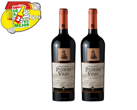 2 Vino Tinto Puerto Viejo Carmenere 0.7L