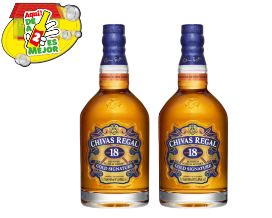 2 Whisky Chivas Regal 18 Años 0.7L
