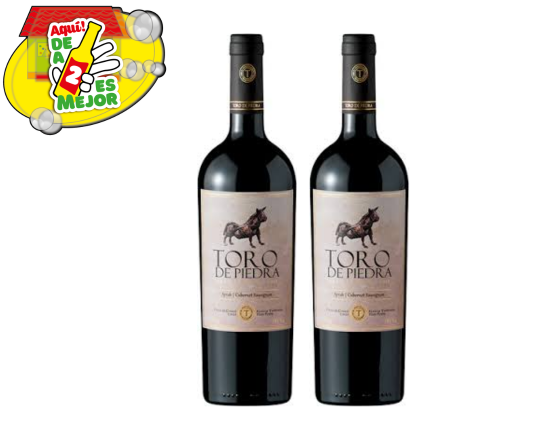 2 Vino Tinto Toro de Piedra Shiraz 0.7L