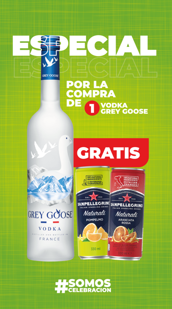 Vodka Grey Goose 0.7L + 2 San Pellegrino (Pompelmo y Aranciata Rossa 0.3L)